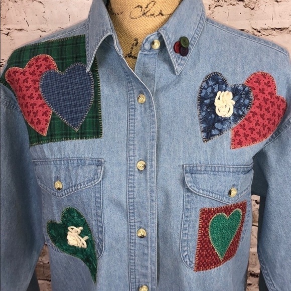 Blue Mountain Embroidered Denim w/ Hearts Sz S - Picture 8 of 15